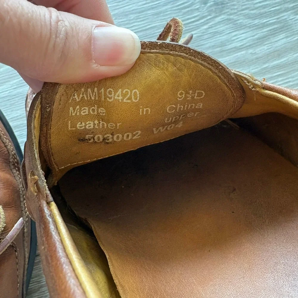 Polo Ralph Lauren Mens Tan Leather Boat Shoes Moc Toe Loafers AAM19420 9.5 D